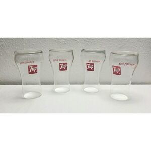 7up the Uncola Upside Down 6" Glasses 4pc Set Vintage 70's Free Shipping